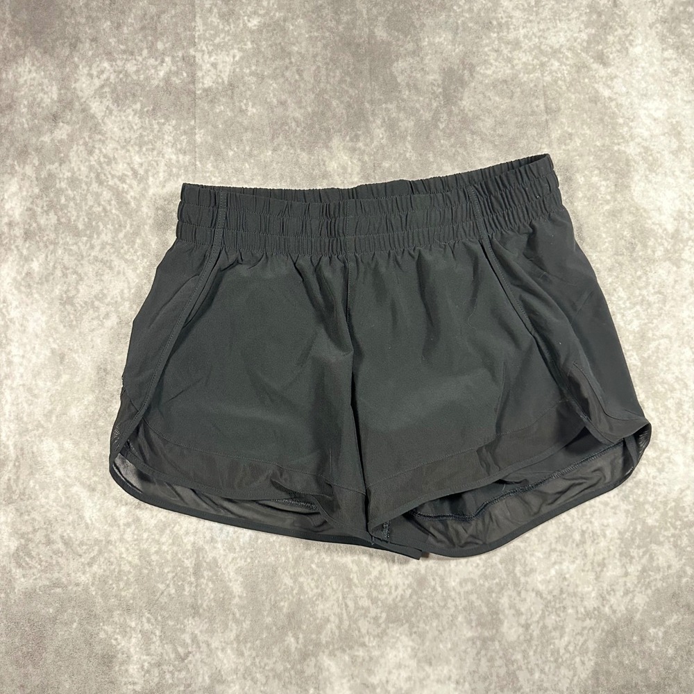 Athleta Womens Small S‎ Black Mesh Racer Run Shorts Lined Athletic Workout Gym